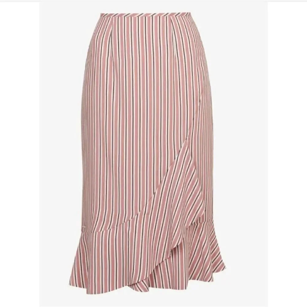 Colour By Numbers Ted Baker 2 (US 4-6)‎ Coryn Pink Striped Asymmetric Midi Skirt